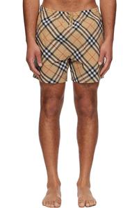 Burberry Бежевые клетчатые плавки
