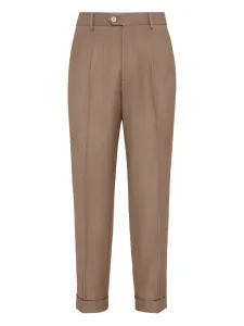 Плиссированные шерстяные брюки Brunello Cucinelli, коричневый