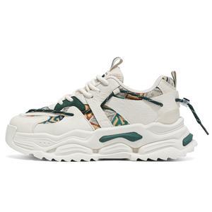 JKEM Амортизирующие противоскользящие и износостойкие низкие массивные кроссовки мужские бежево-зеленые, цвет Beige Green
