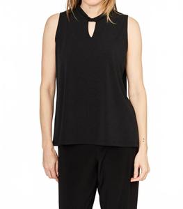 Футболка с воротником-стойкой Twist Collar в черном цвете с блестками Sympli