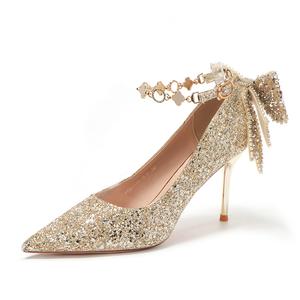 WEISHIBANGWEI Тонкие каблуки на шпильке женские шампань, цвет Champagne