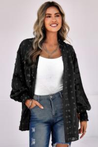 Polka Dot Kimono Loose Front Open Top TRUEDAMES, черный