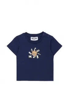 Футболка с мотивом медвежонка Moschino Kids, синий