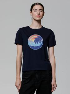 Футболка Sunset Rainbow темно-синего цвета wat? Apparel