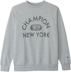 Мужская толстовка Champion BASICC3-C038 с длинным рукавом, изготовленная из хлопка, с графическим логотипом и круглым вырезом, серый