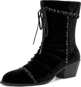 Женские ботильоны Zamikoo с массивным каблуком средней высоты, круглым носком и шнуровкой, короткие ботинки на осень и зиму, каблук 5 см, Suede Black