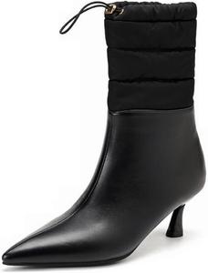 Женские ботильоны Lossarye с заостренным носком, каблуком типа «kitten», зимние теплые с искусственным мехом, без застежки, на шпильке, с шнурком, осенне-зимняя модная короткая обувь, Black