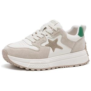 Кроссовки женские толстые с низким верхом, цвет белый/хаки Satchi