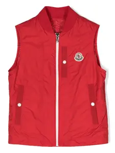 Жилет на молнии с нашивкой-логотипом Moncler Enfant, красный