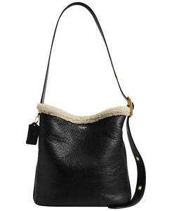 Сумка-ведро Bleecker Medium с отделкой из овчины COACH, Black Natural