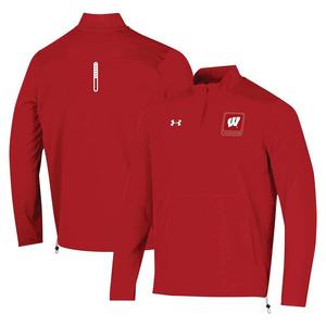 Мужская футболка Under Armour Red Wisconsin Badgers 2023 Motivate с полумолнией до половины, цвет Wis Red