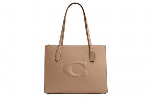 COACH Сумка-шоппер из телячьей кожи, шоппер, сумка через плечо, большая женская сумка silver & taupe