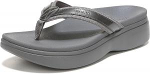 Женские ортопедические сандалии на платформе Vionic High Tide II, Pewter Metallic Leather