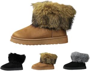 Женские зимние ботинки с меховой подкладкой, классические теплые мягкие ботильоны на снег, на бедро, для женщин, костюмы и украшения на Хэллоуин ZJWBB, Brown