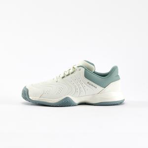 Детские теннисные кроссовки Artengo Strong — глиняно-белый + нефритово-зелёный