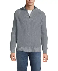 Мужской свитер Drifter с молнией на четверть Lands' End, серый