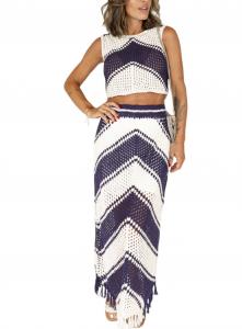 Юбка Beverly Crochet в белом/темно-синем цвете Sadie & Sage