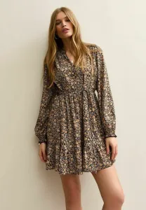 Повседневное мини-платье с цветочным принтом и длинными рукавами New Look, Orange Yellow Pattern