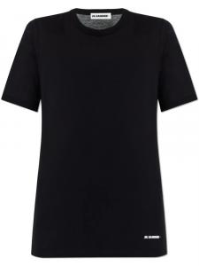 Футболка из хлопка с логотипом Jil Sander, черный
