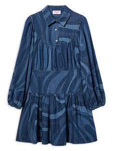 Платье с принтом «мармо» PUCCI Junior, синий