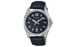 CASIO Часы Quartz Movement Genuine Leather Strap Watch 48.5mm Men's Watch Black Dial, Black Dial