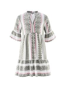 Платье happy girls by Eisend, белый/зеленый/розовый