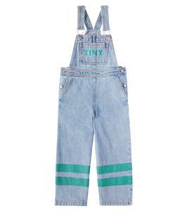 Джинсовый комбинезон с полосками и логотипом Tinycottons, Light Blue Denim