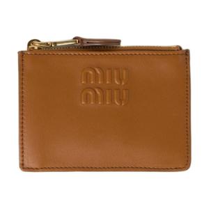 MIU MIU Кожаный кардхолдер женский коричневый