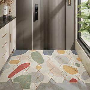 Dajiang Ковер 120х120 см для прихожей в гексагональном стиле, грязеотталкивающий, с петлевым ворсом