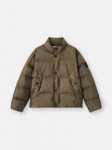 Пуховик с защитой от ветра Stone Island 4100010 CRINKLE REPS NY, RECYCLED NYLON, Military Green