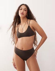 Плавки-бикини с высокой талией темно-коричневого цвета Weekday