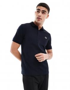 Темно-синяя однотонная рубашка-поло унисекс Fred Perry