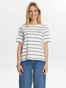Полосатая хлопковая футболка Numph, White/Multi