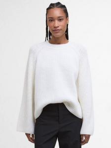 Вязаный свитер Vera Wool Rich в стиле рыбака Barbour, Ivory