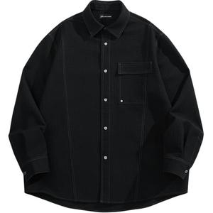 Повседневная рубашка мужская PEACEBIRD MEN, черный, batch 1