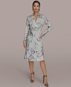 Женское платье А-силуэта с воротником Donna Karan New York, Vellum multi