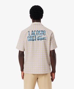 Рубашка для гольфа Lacoste в клетку с открытым воротником