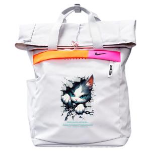 Nike Тканевый рюкзак унисекс светло-серебристый серый с бейджем, Badge Wall-Breaking Cat