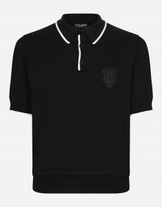 Хлопковая футболка-поло с вышивкой логотипа dg Dolce & Gabbana, черный