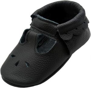 Детские кожаные обувь iEvolve, мягкие ходунки, пинетки-мокасины для малышей, черный
