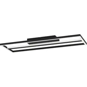 Потолочный светильник CALAGRANO-Z черно-белый, ZigBee 3.0, задняя подсветка, таймер LED-модуль 1 шт. управление через приложение / голосовое управление Alexa, ‎‎22 x 64 x 5 см, пульт дистанционного управления не входит в комплект. Eglo, черный