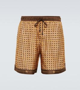 Шелковые шорты с принтом Amiri, коричневый