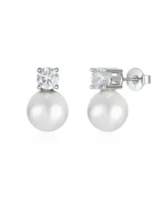 Серьги-Гвоздики с жемчугом и кристаллами Maven Untamed Petals, silver