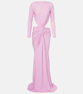 Платье из плиссированного креп-джерси Alex Perry, Bubblegum