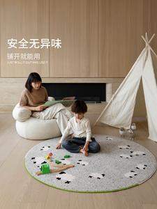 Saipos Ковер круглый 150х150 см, серый, водостойкий, устойчивый к пятнам, антибактериальный, для детской, гостиной, спальни, Qingshan Meisu