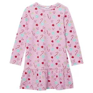 Ночная рубашка из джерси с длинными рукавами для девочек 2–16 лет Lands' End, цвет guava pink lollipop