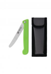 Складной нож для завтрака с чехлом, волнообразная заточка, чёрный Gräwe, зелёный