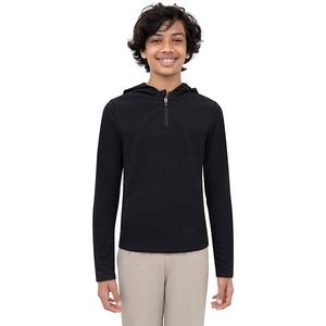 Детская толстовка с капюшоном и молнией на четверть, в клетку Layer 8, Black