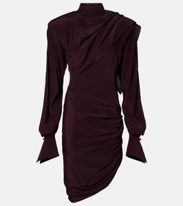 Асимметрильное мини-платье с драпировкой Mugler, Dark Plum
