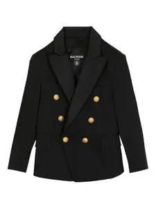 Двубортный блейзер Balmain Kids, черный